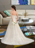 Nola Ball-Gown/Princess Sweetheart Court Train Tulle Wedding Dress With Ruffle Beading UKP0013766