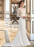 Jaylee Trumpet/Mermaid Illusion Sweep Train Stretch Crepe Wedding Dress UKP0013767