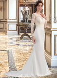 Jaylee Trumpet/Mermaid Illusion Sweep Train Stretch Crepe Wedding Dress UKP0013767