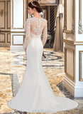 Jaylee Trumpet/Mermaid Illusion Sweep Train Stretch Crepe Wedding Dress UKP0013767