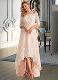 Braelyn A-Line Asymmetrical Satin Tulle Lace Wedding Dress With Sequins UKP0013769