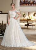 Danielle Ball-Gown/Princess Court Train Tulle Wedding Dress With Beading Sequins UKP0013770