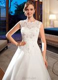 Bria Ball-Gown/Princess Scoop Neck Tea-Length Tulle Lace Wedding Dress With Beading Sequins UKP0013773