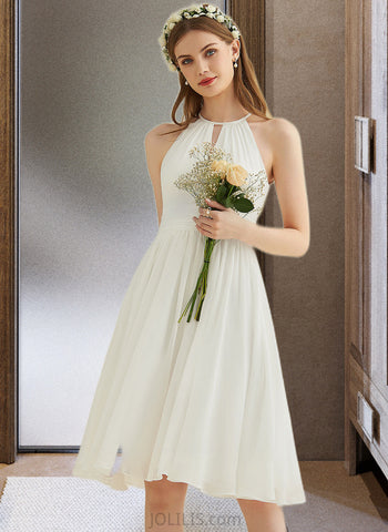 Jordan A-Line Knee-Length Chiffon Wedding Dress UKP0013778