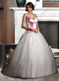 Esmeralda Ball-Gown/Princess Sweetheart Chapel Train Tulle Wedding Dress With Ruffle Appliques Lace Bow(s) UKP0013780