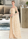 Jaylah A-Line Square Neckline Floor-Length Chiffon Wedding Dress With Ruffle Beading UKP0013783