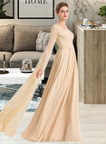 Jaylah A-Line Square Neckline Floor-Length Chiffon Wedding Dress With Ruffle Beading UKP0013783