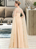 Jaylah A-Line Square Neckline Floor-Length Chiffon Wedding Dress With Ruffle Beading UKP0013783