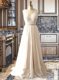 Cornelia A-Line V-neck Court Train Chiffon Wedding Dress UKP0013785