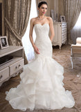 Katie Trumpet/Mermaid Sweetheart Sweep Train Organza Lace Wedding Dress UKP0013786