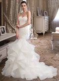 Katie Trumpet/Mermaid Sweetheart Sweep Train Organza Lace Wedding Dress UKP0013786