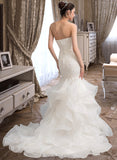 Katie Trumpet/Mermaid Sweetheart Sweep Train Organza Lace Wedding Dress UKP0013786