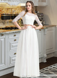 Silvia A-Line Scoop Neck Floor-Length Tulle Wedding Dress UKP0013787