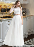 Silvia A-Line Scoop Neck Floor-Length Tulle Wedding Dress UKP0013787