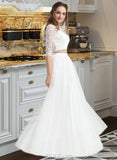 Silvia A-Line Scoop Neck Floor-Length Tulle Wedding Dress UKP0013787