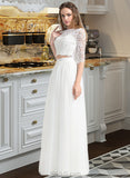 Silvia A-Line Scoop Neck Floor-Length Tulle Wedding Dress UKP0013787