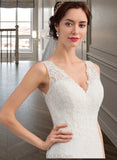 Emilee Trumpet/Mermaid V-neck Court Train Chiffon Wedding Dress UKP0013788