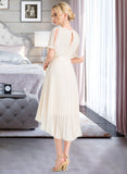 Gloria A-Line Scoop Neck Asymmetrical Chiffon Wedding Dress With Pleated UKP0013790