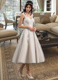 Aubrie Ball-Gown/Princess Sweetheart Tea-Length Tulle Wedding Dress With Sequins UKP0013791