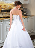 Shyla Ball-Gown/Princess Strapless Chapel Train Satin Organza Wedding Dress With Lace Beading UKP0013796