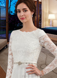 Philippa A-Line Scoop Neck Court Train Chiffon Wedding Dress With Beading UKP0013800