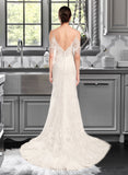 Kailey Trumpet/Mermaid V-neck Chapel Train Wedding Dress With Beading Sequins UKP0013802