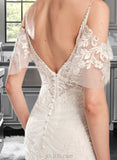 Kailey Trumpet/Mermaid V-neck Chapel Train Wedding Dress With Beading Sequins UKP0013802