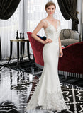 Karma Trumpet/Mermaid V-neck Court Train Stretch Crepe Wedding Dress UKP0013803