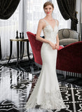 Karma Trumpet/Mermaid V-neck Court Train Stretch Crepe Wedding Dress UKP0013803