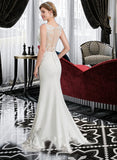 Karma Trumpet/Mermaid V-neck Court Train Stretch Crepe Wedding Dress UKP0013803