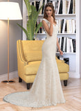 Liliana Trumpet/Mermaid V-neck Court Train Lace Wedding Dress UKP0013804