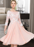 Ann Scoop Neck Knee-Length Chiffon Wedding Dress UKP0013805