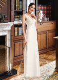 Kayla Sheath/Column V-neck Court Train Wedding Dress With Sequins UKP0013807