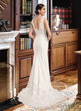 Kayla Sheath/Column V-neck Court Train Wedding Dress With Sequins UKP0013807