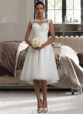 Gisselle A-Line Illusion Asymmetrical Tulle Wedding Dress With Ruffle UKP0013808