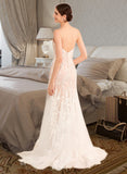 Addyson Trumpet/Mermaid V-neck Court Train Wedding Dress With Lace UKP0013814