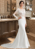 Aria Trumpet/Mermaid Scoop Neck Chapel Train Stretch Crepe Wedding Dress With Beading Sequins UKP0013822