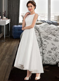 Milagros A-Line Square Neckline Asymmetrical Satin Wedding Dress UKP0013824