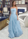 Ashly A-Line Sweetheart Floor-Length Organza Wedding Dress With Cascading Ruffles UKP0013827