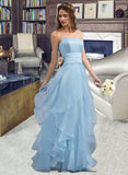 Ashly A-Line Sweetheart Floor-Length Organza Wedding Dress With Cascading Ruffles UKP0013827