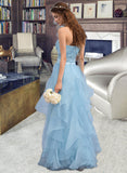 Ashly A-Line Sweetheart Floor-Length Organza Wedding Dress With Cascading Ruffles UKP0013827