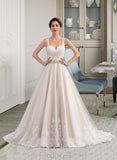 Kaiya Ball-Gown/Princess Sweetheart Court Train Tulle Lace Wedding Dress With Beading UKP0013830