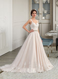 Kaiya Ball-Gown/Princess Sweetheart Court Train Tulle Lace Wedding Dress With Beading UKP0013830