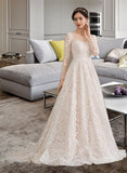 Justice Ball-Gown/Princess Illusion Court Train Lace Wedding Dress UKP0013832