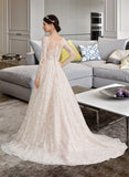 Justice Ball-Gown/Princess Illusion Court Train Lace Wedding Dress UKP0013832