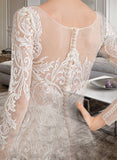 Justice Ball-Gown/Princess Illusion Court Train Lace Wedding Dress UKP0013832