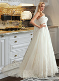 Hadassah A-Line Sweetheart Court Train Wedding Dress With Lace UKP0013834