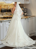 Hadassah A-Line Sweetheart Court Train Wedding Dress With Lace UKP0013834