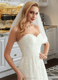 Hadassah A-Line Sweetheart Court Train Wedding Dress With Lace UKP0013834