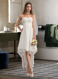 Zaniyah A-Line Sweetheart Asymmetrical Chiffon Wedding Dress With Ruffle UKP0013837